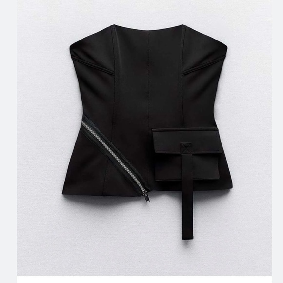 ZARA STRAPLESS ZIPPER BUSTIER TOP - Picture 12 of 12